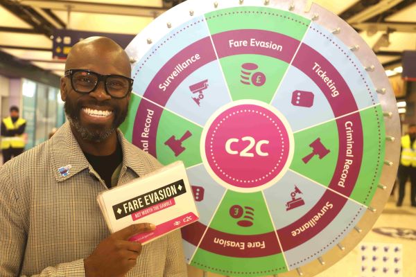 Ortis Deley support c2c's Don't Gamble on Fare Evasion campaign PR Southend